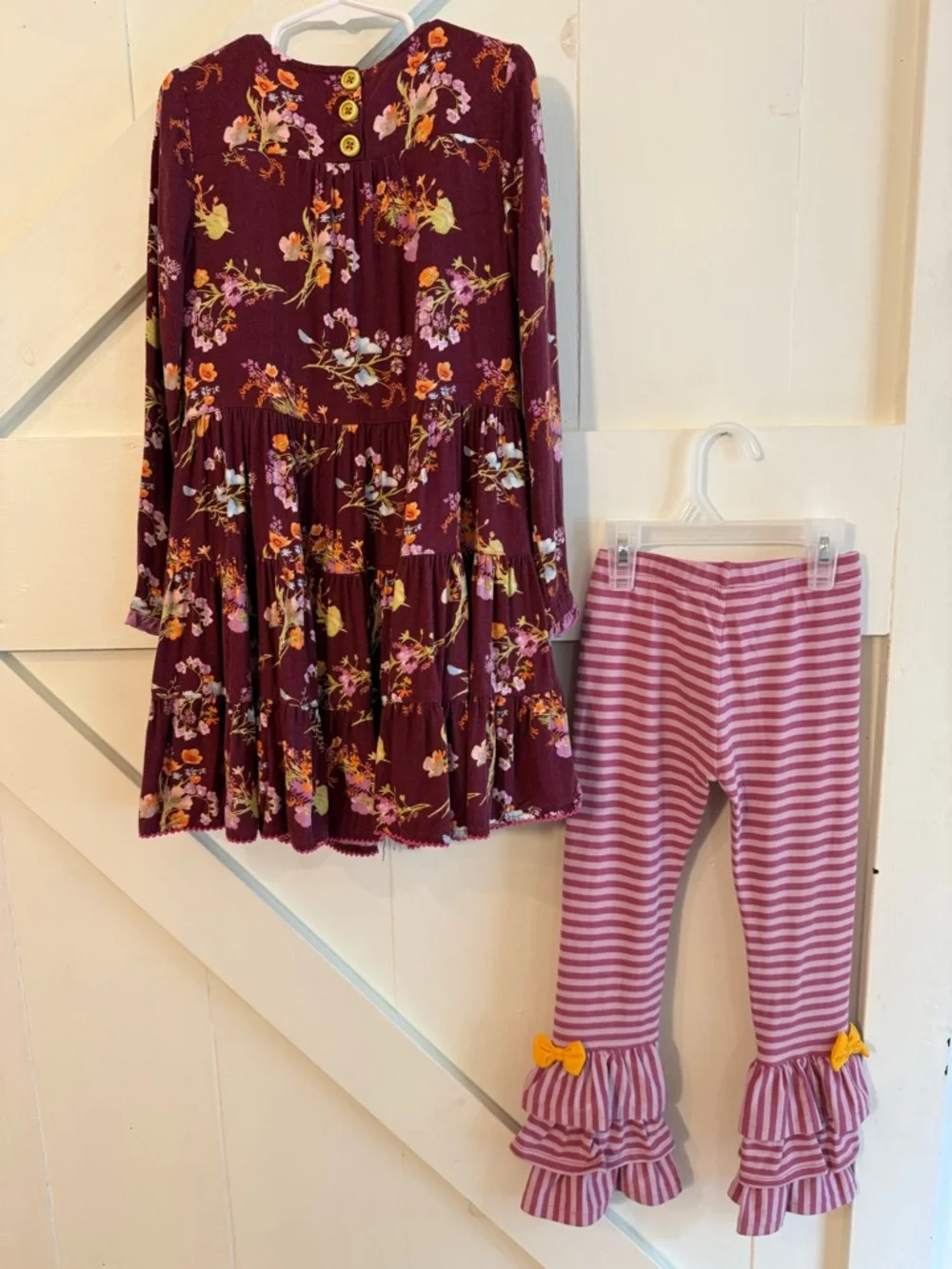 Matilda Jane Girls Size 6 Floral Dress & Ruffle Leggings 2 Piece Outfit Set
